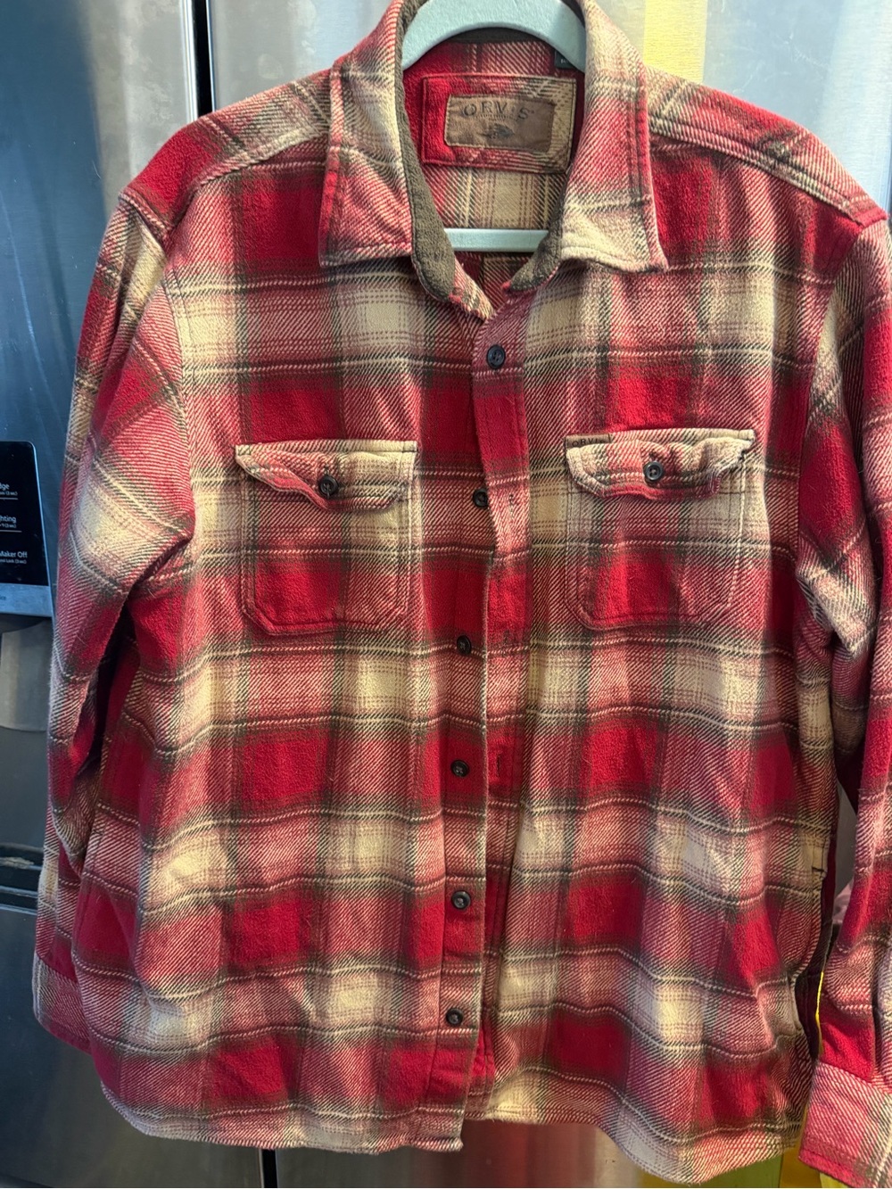 Orvis Red and Cream Plaid Shirt Jacket